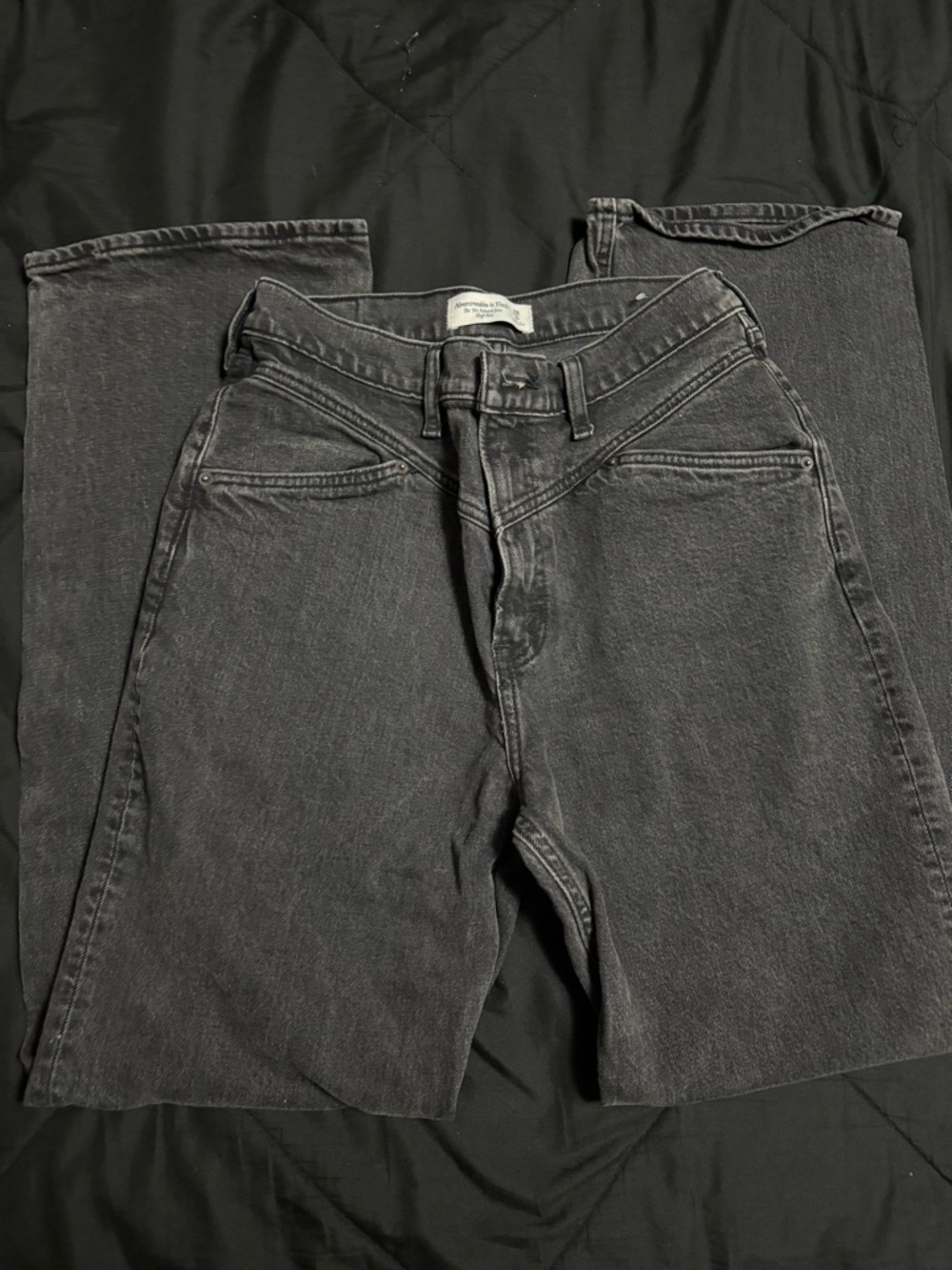 Abercrombie & Fitch Men's Washed Black Straight Jeans